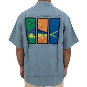 NATIVE OUTFITTERS Camp Shirt Size S New $99 Mahi Fish Blue Boating Water Fishing
